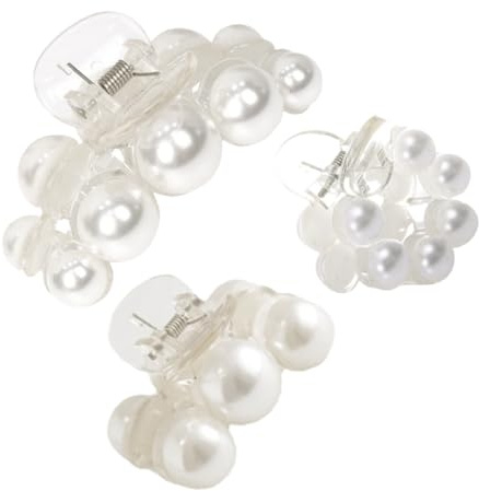 Ipetboom Haarspange Perlen Hair Clip: 3St Perlen Haarspangen Kristall Haarklammern Haarschmuck für Mädchen und Frauen, Haarklammer Haar Claw Clip Haarspange