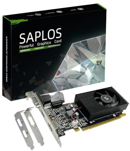 SAPLOS GT 730 2GB DDR3 128-bit, Dual HDMI, VGA, Low Profile Graphics Card, PC Video Card, Computer GPU for Working, Low Power, PCI Express x16, DirectX 11