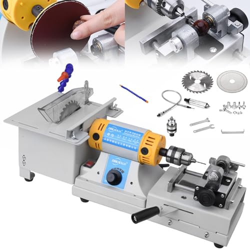 750WJewelry Rock Lucidatura Buffer Macchina da banco Tornio Lucidatore Mini tavolo sega Gioielli fai da te Smerigliatrice Attrezzatura Strumento 800-10000r/min con albero flessibile