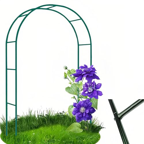 Schwarz/Weiß/Dunkelgrüner Rosenbogen Mit Metallstahlrahmen, Gartenbogen Für Verschiedene Kletterpflanzen, Breite Rankbogen Für Gehweg, Weg, Rasen, Hinterhof, Party, Zeremonie, Hochzeit – 240cm(Color:D