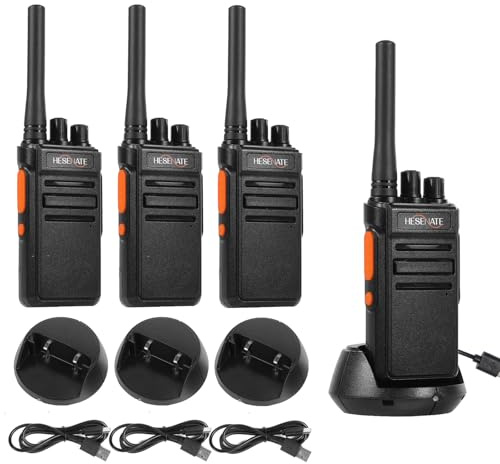HESENATE HT66 PMR funkgerät, walkie Talkie große reichweite, lizenzfrei, 16 Kanäle, VOX, SCAN, CTCSS/DCS, 1200mAh Aufladbarer Akku, USB-Ladegerät, für Radtouren etc. (4er-Pack)
