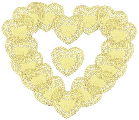 OFFSCH 100 Blatt Mini-deckchen Herzform Papierdeckchen Valentinstag Hochzeitsdeko