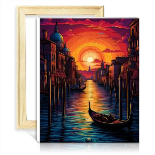 LiHEQING Paintting Venedig Italien Ölgemälde zum Selbermachen, Malen nach Zahlen-Set für Erwachsene, für Schlafzimmer, Wohnzimmer, Dekoration, DIY-Rahmen (40 x 50 cm)
