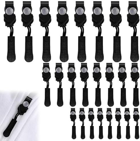 SNONESIY 24 Stück Reißverschluss Reparatur Set, Reisverschluss-Fix-Kit Geeignet für Jacken Koffer Rucksäcke Gepäckschlafsäcke (Schwarz)
