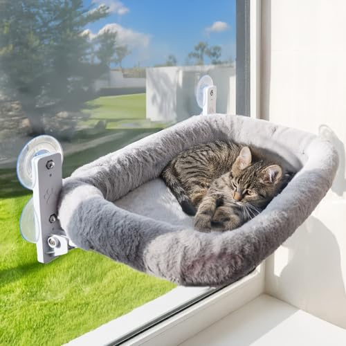 Viva Cat Amaca Gatto Finestra con Cuscino Ultra Morbido Lavabile – Letto Sospeso fino a 18 kg | Cuccia per Gatti da Interno Stabile | Amaca per Gatti da Finestra | Accessori Gatto