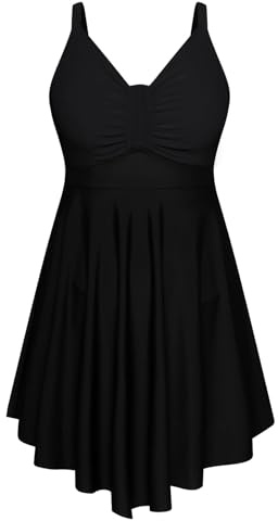 Hanna Nikole Damen GroßE GrößEn Badekleid Einteiler Bauchweg Badeanzug Shape Bademode GerüSchter Schwimmanzug Weiche Strandmode Mit Badeshorts &Verstellbarer Schultergurt