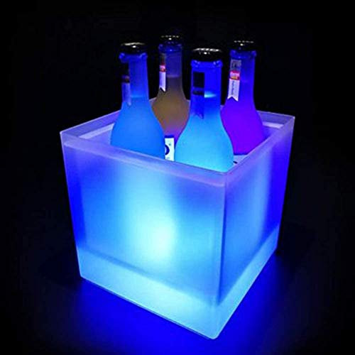 MRKU Seau à Glace, Seau à Glace Lumineux à LED de 3,5 L, Refroidisseur à Piles, Seau Brillant, décoration de la Maison/coloré