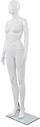 Home & Garden-Full Body weibliche Schaufensterpuppe mit Glassockel, glänzend, Weiß, 175 cm, Möbelauswahl