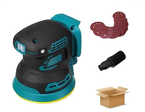 Ponceuse 12000 tr/min ponceuse électrique sans brosse meuleuse à bois polissage rectifieuse avec 9 pièces de papier de verre(Without battery)