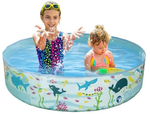 Rigid Wall Paddling Pool For Kids | Non Inflatable PVC Hard-Sided Outdoor Pool | Foldable Dog Swimming Pool,Puppy Bathing Pool For Garden Patio Bathroom,1.2m X 25cm