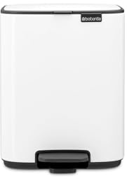Brabantia Bo Pedal Cubo de basura 7L (blanco), papelera cocina con diseño compacto y sistema de apertura con pedal, cubo basura reciclaje con cubo extraíble, incluye bolsas PerfectFit
