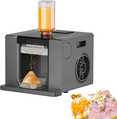 ZEEKYFOR Gelatiera Automatica a Forma di Fiocco di Neve, Macchina per Ghiaccio Tritato con Contenitore da 750ml e Vassoio di Raccolta, 60 kg/24 Ore, Tritaghiaccio Elettrico in Acciaio Inox Black