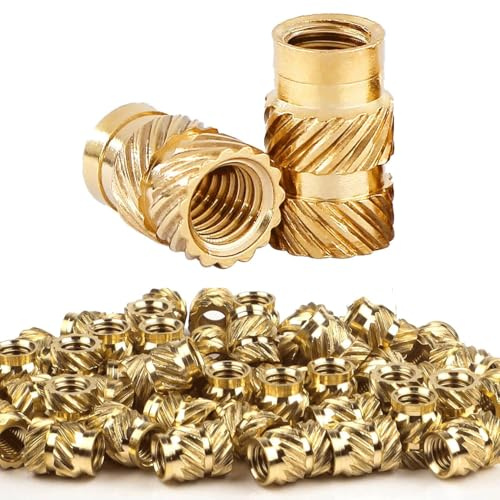 60PCS Threaded Inserts, M4 Female Thread Metric Knurled Nuts Assortment Kit, Brass Heat Inserts Set for Plastic and 3D Printing Components