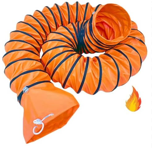 Abluftschlauch Lüftungsschlauch PVC-Flexibler Gebläsekanal-Schlauch, Flammhemmende HVAC-Druckleitung mit verstellbarem Zugseil und D-Ring für Industrie-Freihängesysteme(20ft/5m,Id(A) 6.2 In/160mm)