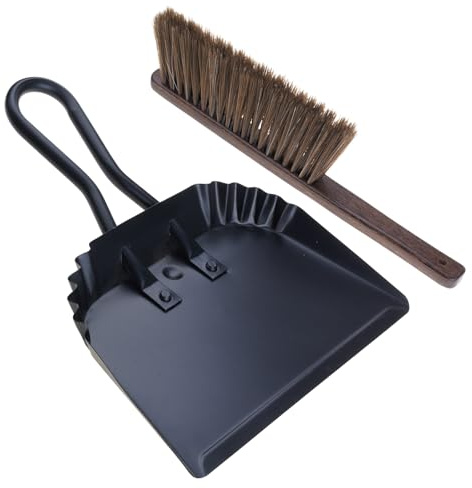 Large Handheld Metal Pan And Broom Brush Set For Patio Pet Car Outdoor Heavy Duty Metal Edges Flat Against Floor Pet Hair Sweeper
