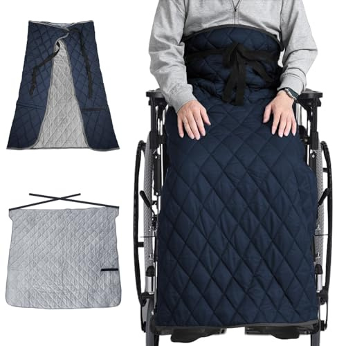 Rollstuhldecke Winter 116×120 cm – Verdickter 3-lagiger Plüsch Fußsack & Kniedecke für Erwachsene, Warme Beindecke, Winddichte Decke als Rollstuhl Zubehör für Rollstuhlfahrer (Blau)