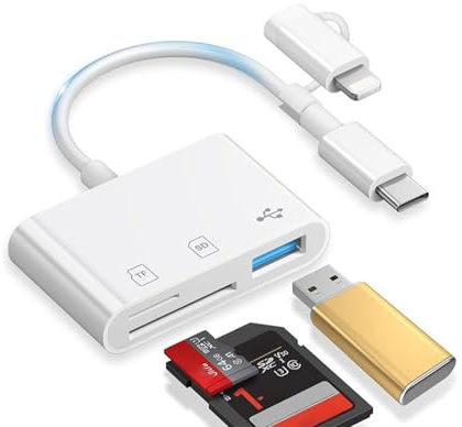 3 - in - 1 SD Reader, SD Card to iPhone & Plug and Play for Computer, USB Flash Drive, Mouse, Keyboard, Laptop