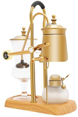 Macchina da caffè, sifone da 400 ml, con supporto in acciaio inox, vintage, sifone in oro, per cucine e caffè, design in vetro