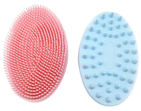 LRXIYODE 2pcs Dual-Sided Bath Brush Multifunctional Shower Body Cleaner and Hair Washing Brush for Scalp Massage and Bathing Compact Design in Pink and Blue