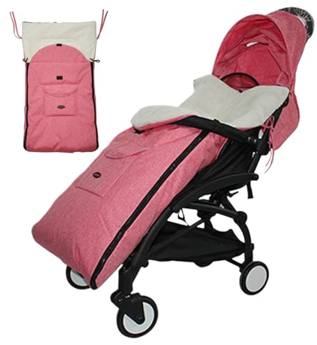 Sacco a Pelo per Passeggino, Sacco a Pelo per Passeggino Caldo Invernale 93x43 cm con Fodera in Peluche e Tasca, Universale per per Tempo Freddo all'Aperto (Rosa)