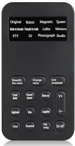 Lawnoval Portable pour Mini Changeur de Voix avec 8 Effets Sonores pour Gaming, Appels Téléphoniques & Divertissement - Carte Son Portable ABS Transducteur, 10-10-2cm, Noir