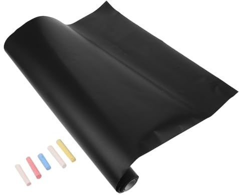 Beavorty Selbstklebende Tafelfolie 45x200cm Abwischbare Kreidetapete mit 5 Kreidestiften Wiederverwendbare Beschreibbare Wandtafel für Klassenzimmer Büro und Selbstgemacht Projekte