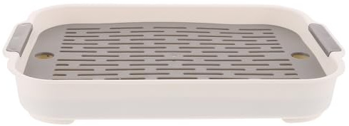 BESTonZON Kaninchenstreubox aus Pp mit Rechteckiger Form und Flachem Boden Große Hasenbedarf Toilette mit Erhöhtem Zaun und Festem Toilettenplatz für Kleine Kaninchen und Meerschweinchen