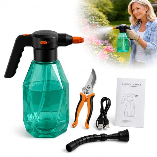 Pulverizador Eléctrico 2L Recargable con Tijeras de Podar – Kit de Cuidado de Plantas - Rociador de Productos Fitosanitarios – Pulverizador Ligero para Jardin - Pulverizador Herbicidas Plaguicidas
