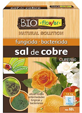 Bioflower Fungicida y Bactericida Sal de Cobre | Preventivo y Curativo | Contra Hongos | Polvo Mojable | Pack 6 Unidades 15g, Tamaño 10.3x3.7x14.5cm