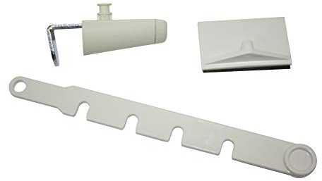 Gardinia Feststeller für Kippfenster, Mit Klemmträger, Bügel und Grundplatte, Montage zum Kleben ohne Bohren, Kunststoff, Weiß, 10 x 4 x 1 cm