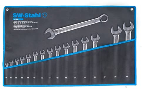 SW-Stahl 00163L Gabelringschlüsselsatz 10-32 mm, 16-teilig I Maulschlüssel-Set I Ringschraubenschlüssel I Doppel-Schraubenschlüssel I Ringmaulschlüssel I Gabelschlüssel-Satz I Ringschlüssel