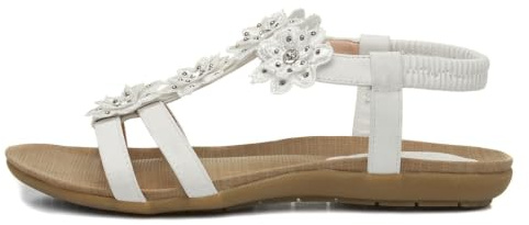 Lilley Stella Womens White Flower Crochet Sandal - Size 7 UK - White