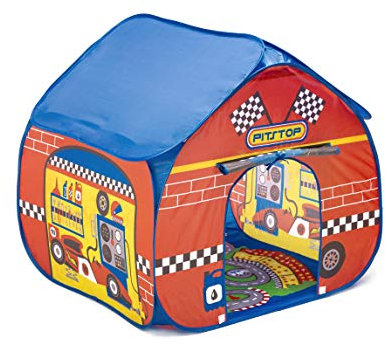 Fun2Give Pop-It-Up Pit-Stop-Zelt mit Rennparcours-Untergrundmatte, Spielhaus