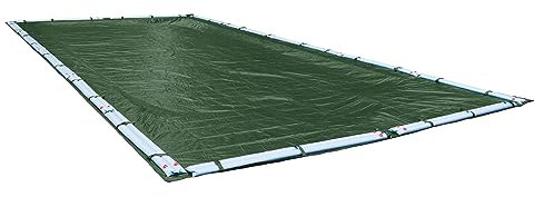 Pool Mate 16 x 32 ft Extra Strength Green Winter Pool Cover for Inground Pools, 5 ft Overlap (21 x 37 ft Cover Size), Solid 12 x 12 Scrim, 3.7 oz/yd2, 15-Year Warranty, Style: 371632R-PM