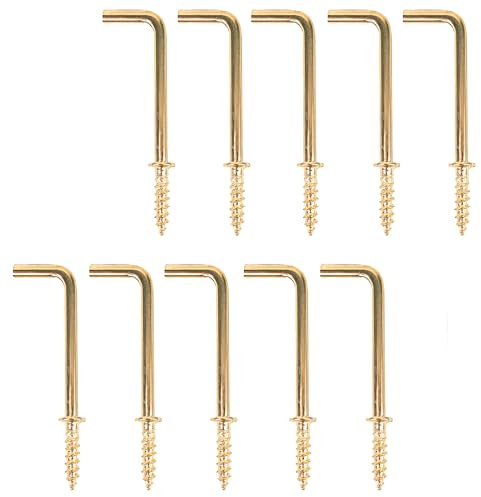 10 x große Messing Schraube in Dresser Haken – 38 mm/3,8 cm quadratisch getragen L Form Cup Haken