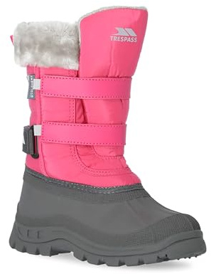 Trespass Girls Snow Boots Waterproof Insulated Grey Shoes with Fur Stroma II