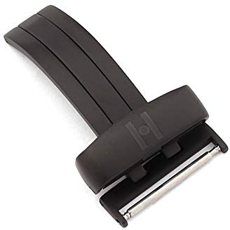 HIRSCH Unisex Faltschließe für Uhrenarmbänder L316 Edelstahl Modell Folding 22 mm Schwarz (PVD), matt