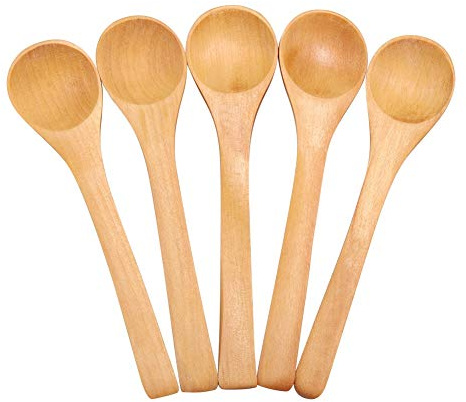 Mini Cuchara de Madera Natural para Niños 30 Piezas Pequeñas Cucharas de Madera para Miel Café Helado Cucharilla Herramienta de Condimento de Cocina