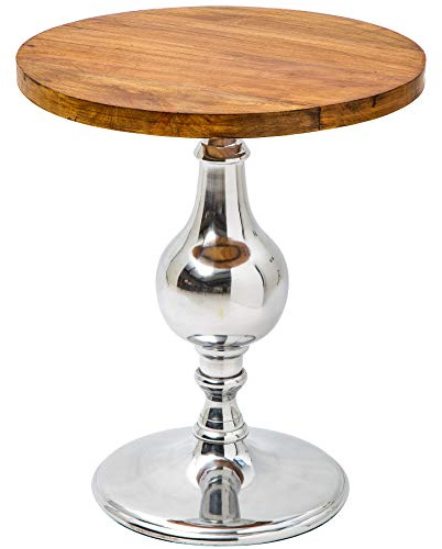 Beistelltisch EXTRAVAGANCIA 51cm - natur silber - Mangoholz Couchtisch | hochwertig, massiv, individuelle Holzmaserung, stabile Konstruktion, Aluminium, Metallgestell