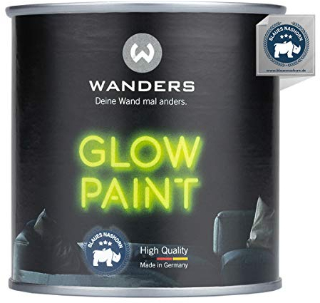 Wanders 250ml fluoreszierende Leuchtfarbe (light green) - außergewöhnlich starke Leuchtfarben nachtleuchtend ungiftig - Glow Paint - Made in Germany