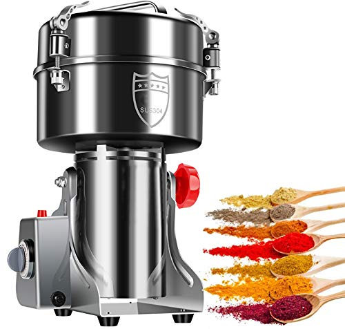 Molino de Cereales Eléctrico, Máquina de Moler Maiz Acero Inoxidable Molinillo Especias Multifunción Moledor de Cafe Molino Profesional, Inicio/Comercial