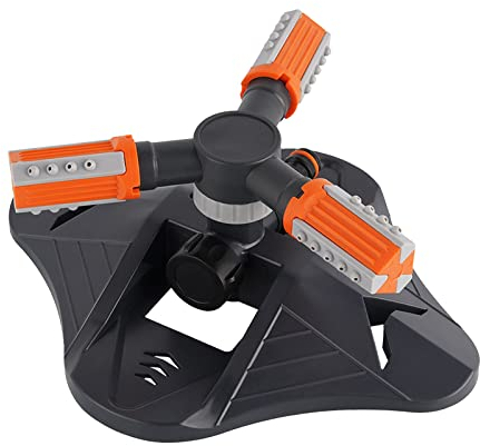 Andoer Aspersor de jardín, aspersor de césped de 360 grados, rociador de agua giratorio de 3 brazos, para sistemas de riego, sistema de riego de césped, juego de rociadores