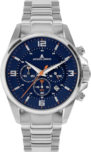 JACQUES LEMANS Herren-Uhren Analog Quarz One Size, Blau 32016882