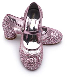 ELSA & ANNA Prinzessin Schuhe Mädchen – Prinzessin Schuhe mit 3 cm hohem Absatz – Glitzer Schuhe Mädchen – Schuhe für ELSA Kleid für Partys, Fasching, Karneval – High Heels für Kinder​​ (SH2206)