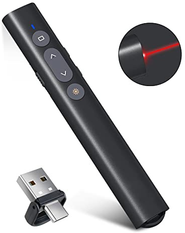 USB-A/USB-C Präsentationsklicker für PowerPoint-Präsentationen Pointer, drahtlose Presenter-Fernbedienung, Google Slide Advancer Projektor, Smartboard, Diashow, PPT Clicker für