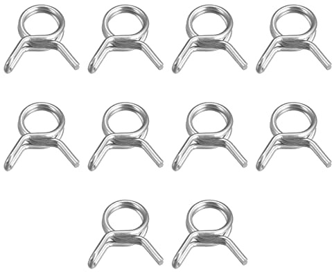 sourcing map Doppeldraht-Federschlauchschelle, 20 Stück 304 Edelstahl, 6 mm Innendurchmesser, passend für 6,7 mm-7,3 mm Außendurchmesser, Schlauch, Kraftstoffleitung, Silikonschlauch-Federklemmen