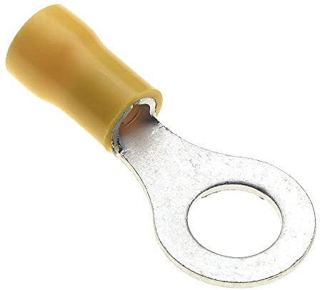 Terminale A Crimpare Ad Anello - Confezione Da 100, Giallo, 8 Mm, 48A, 12-10 AWG - Connettori Ad Anello Termorestringenti, Connettori In Rame Stagnato, Terminali Per Fili Ad Anello Isolati