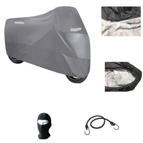 Compatible con Fantic Motor Caballero REG.200 Funda Moto Forro Impermeable Anti Granizo para Moto-Scooter-Parabrisas Y BAUL Case Negro con Funda Rayas Fluo 296X105X127CM