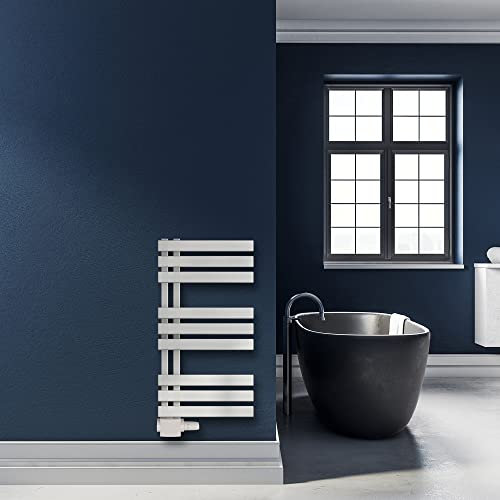 SHV Badheizkörper Aquarius mit Seitenanschluss in Weiß - 400 x 800 mm | Heizkörper für Badezimmer, Handtuchhalter für Wand im Bad, Handtuchheizkörper, hochwertiger Handtuchtrockner
