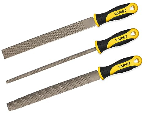 TARIST holzfeilen set 3tlg, 200mm. Profi holzraspel inkl Flach holzfeile, Halbrund holzfeile, Rund holzfeile–für holz und kunststoff